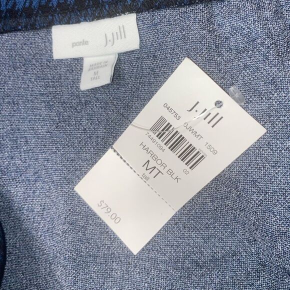 J. Jill Ponte Black Blue Houndstooth Faux Wrap Pull On Pencil Skirt Sz Med Tall - Picture 5 of 6